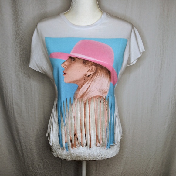 lady gaga Tops - NWT LADY GAGA Fringe T-SHIRT Sz S